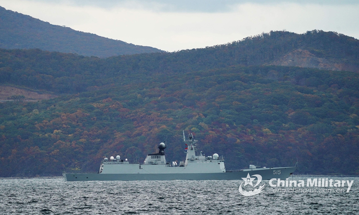 China's guided-missile frigate Binzhou (Hull 515) participating in the Joint Sea-2021 naval exercise berths in the Ussuri Bay on October 14, 2021.Photo:China Military