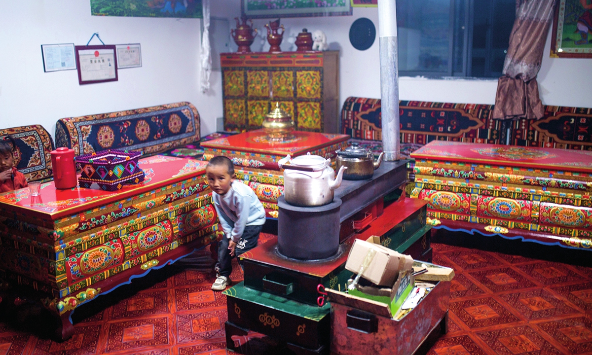 A resident's living room at a home in a well-off village in the Xizang border region Photo: Shan Jie/GT