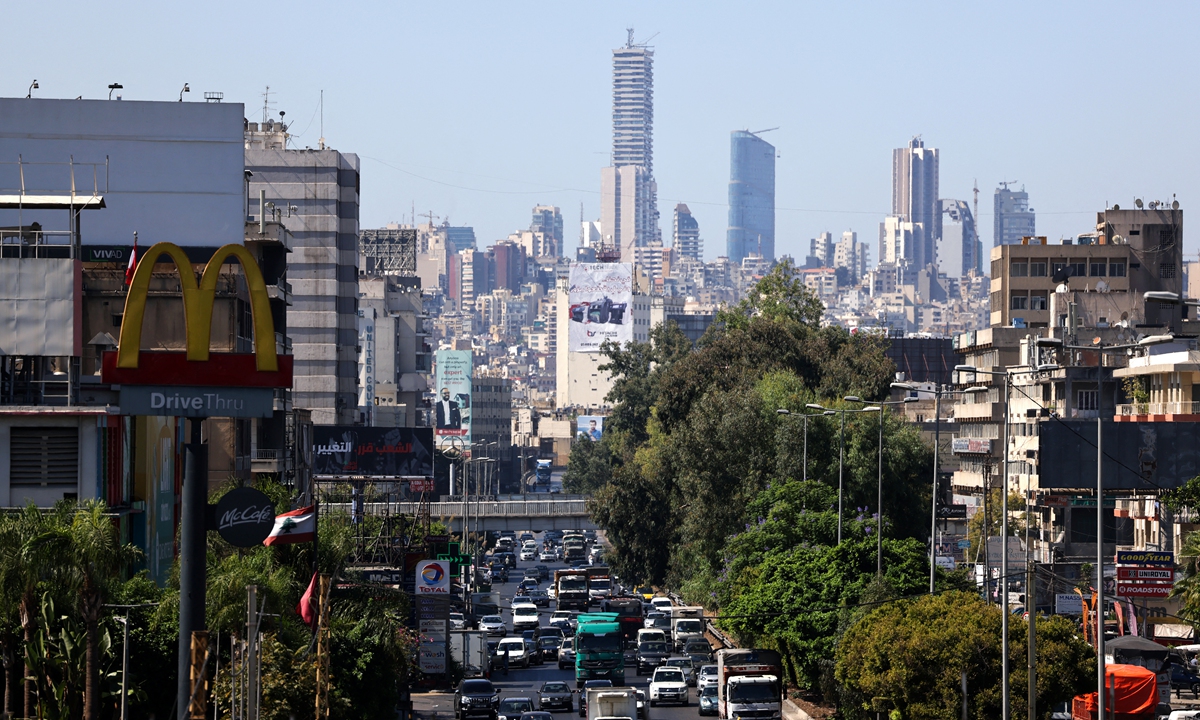 A picture shows the traffic in the area of Dora at the northern entrance of Lebanon's capital Beirut on October 7. Photo: AFP
