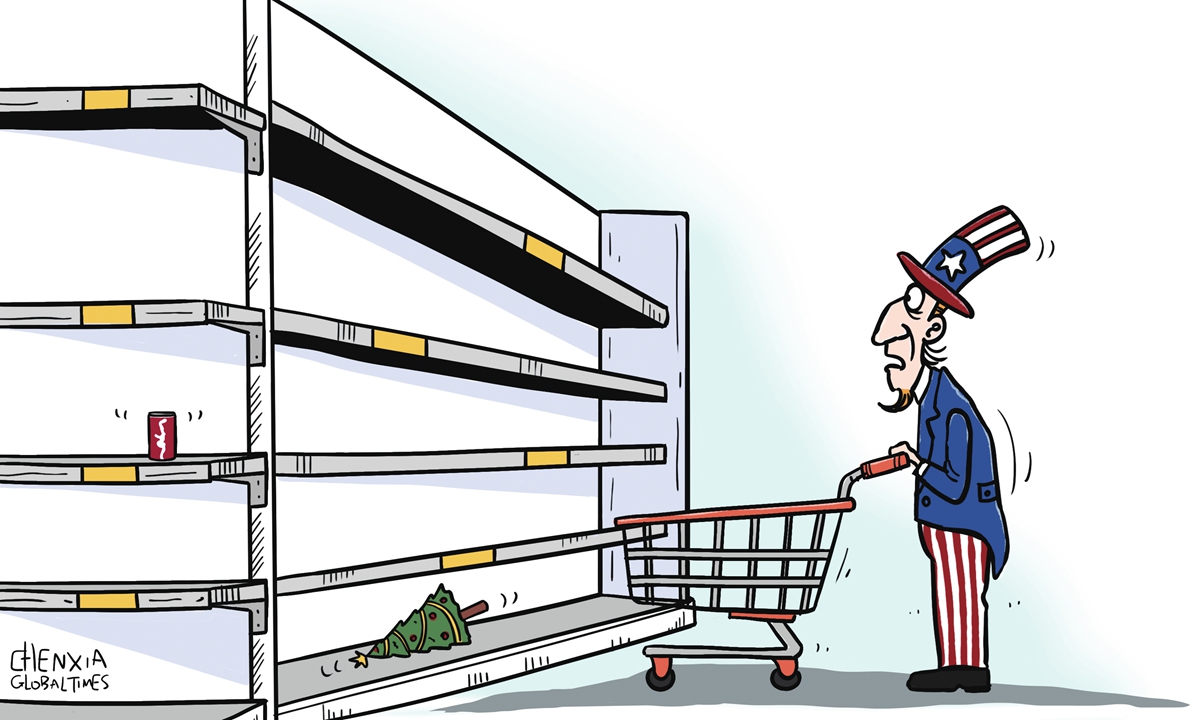 Empty shelves in the US Illustration: Chen Xia/GT