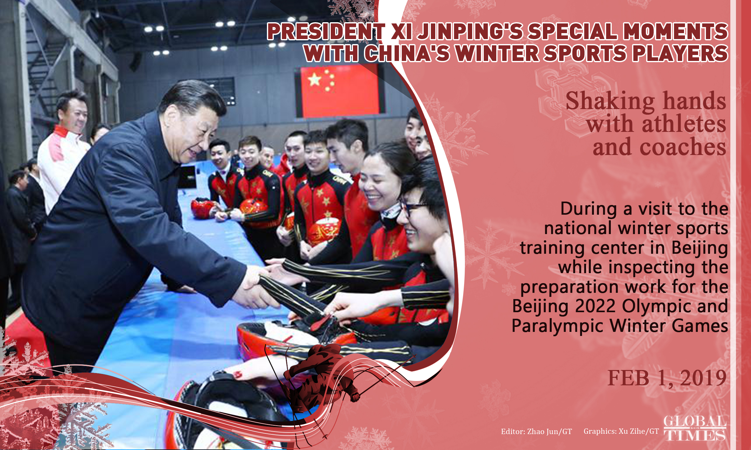 President Xi Jinping's special moments with China's winter sports players. Graphic: Xu Zihe/GT
