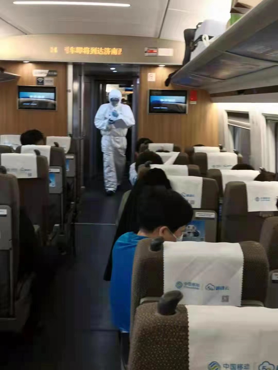 Photo: courtesy of passenger surnamed Cui from G14 high-speed rail from Shanghai to Beijing on Thursday