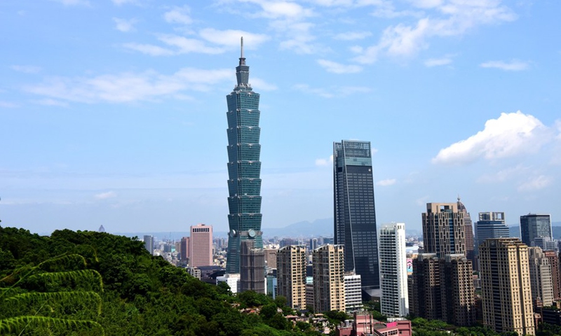 Photo taken on July 21, 2019 from Xiangshan Mountain shows the Taipei 101 skyscraper in Taipei, southeast China's Taiwan.(Photo: Xinhua)
