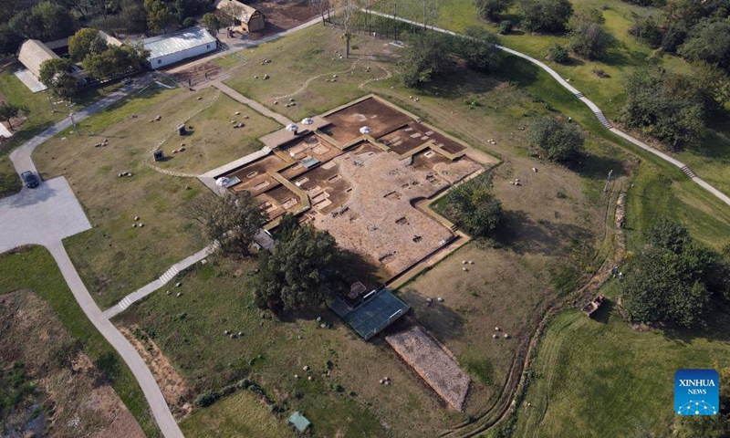 Aerial photo taken on Oct. 29, 2021 shows a view of the Lingjiatan relics site in Hanshan County, east China's Anhui Province.Photo:Xinhua