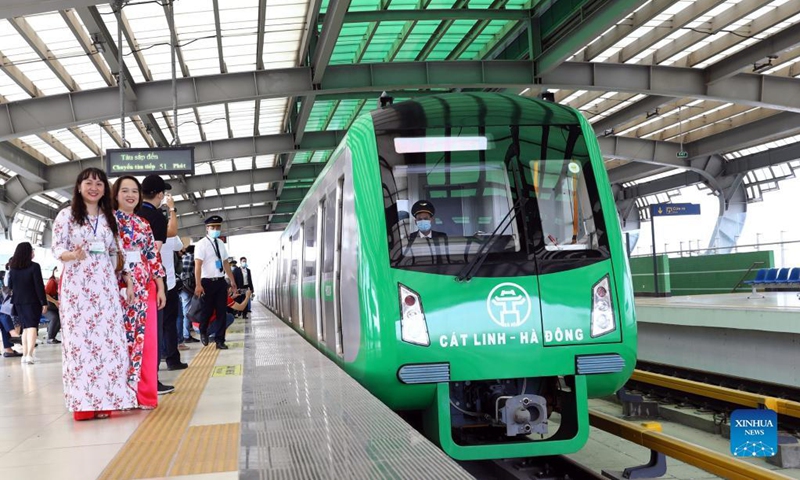 Photo taken on Nov. 6, 2021 shows the Cat Linh station in Hanoi, Vietnam. Authorities of the Vietnamese capital Hanoi inaugurated the China-built Cat Linh-Ha Dong metro line project on Saturday, making it the first metro line in the country to start commercial operation. The project was handed over to Hanoi by its investor, the Vietnamese Ministry of Transport, on the same day. Photo: Xinhua