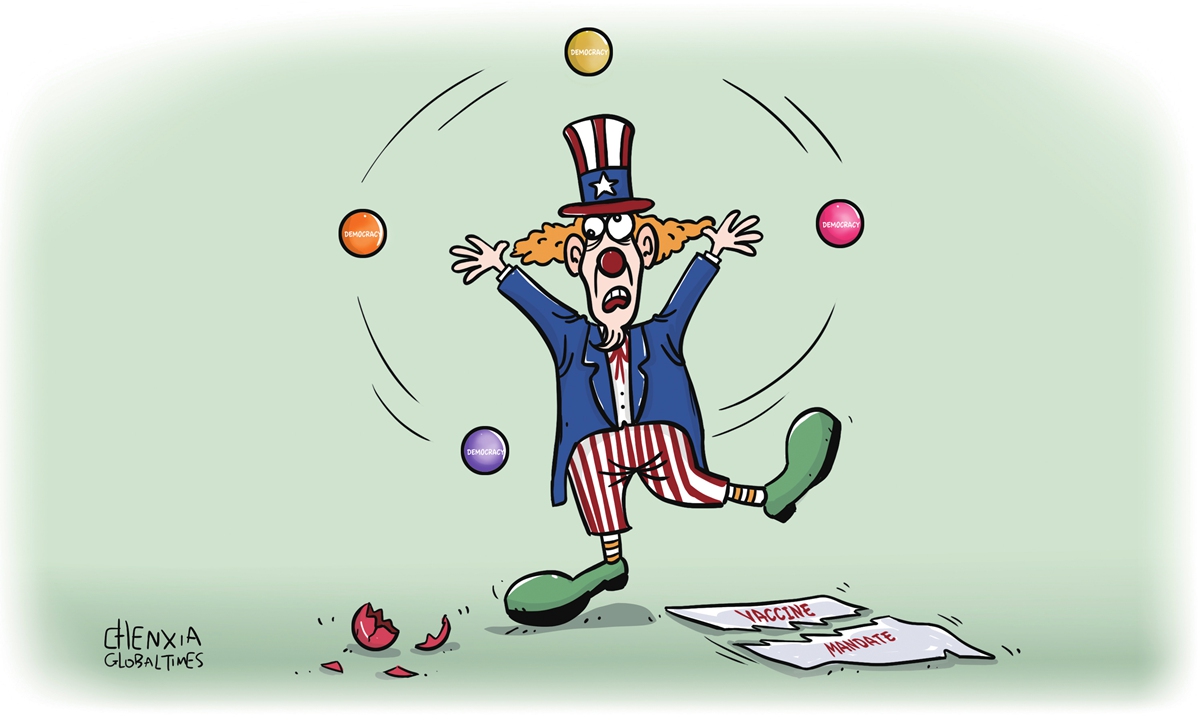 Suspension of Biden's vaccine mandate Illustration: Chen Xia/GT