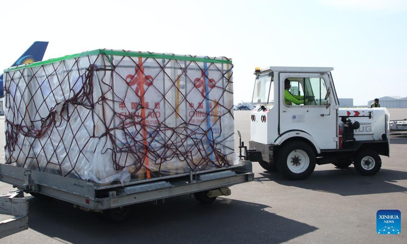 A new batch of Sinopharm COVID-19 vaccine donated by the Chinese government arrives at Kigali International Airport in Kigali, Rwanda, Nov. 7, 2021.Photo:Xinhua