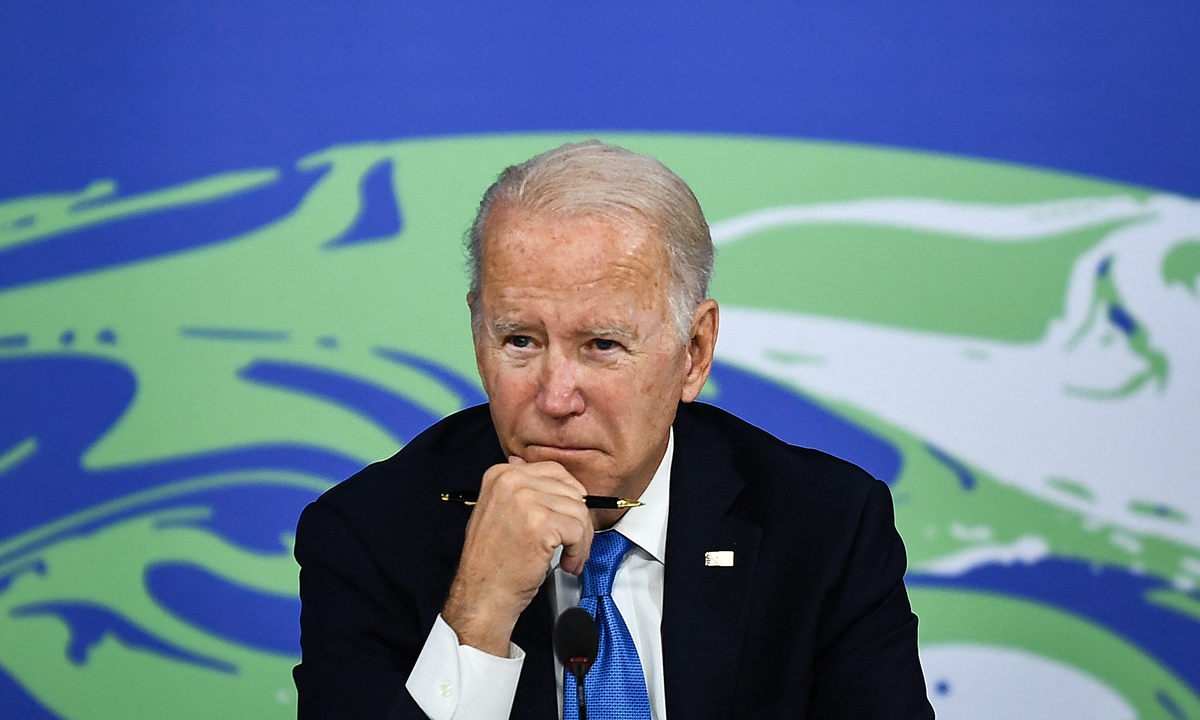 US President Joe Biden reacts during a meeting on the Build Back Better World (B3W), as part of the World Leaders' Summit of the COP26 UN Climate Change Conference in Glasgow, Scotland, on November 2, 2021. Photo: AFP