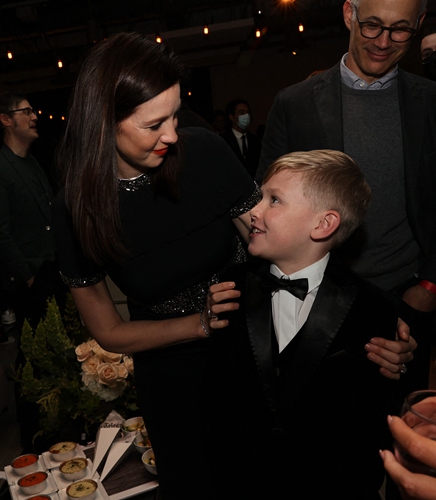 Caitriona Balfe (left) and Jude Hill appear at the after party for the premiere of <em>Belfast</em> at the Academy Museum of Motion Pictures on Monday in Los Angeles. Photo: IC