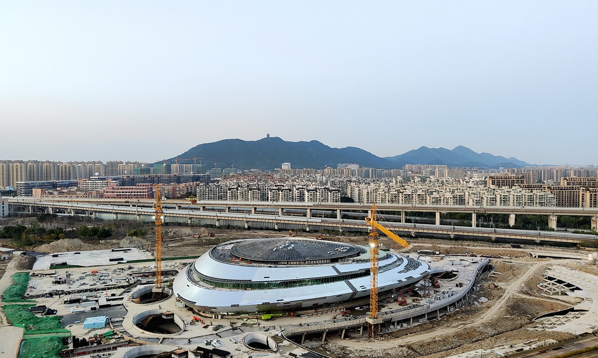 The esports venue for the Hangzhou 2022 Asian Games is seen under construction on November 10, 2021. It is the first such venue for the Asian Games. Esports has been confirmed as an event for the games in 2022. Photo: cnsphoto