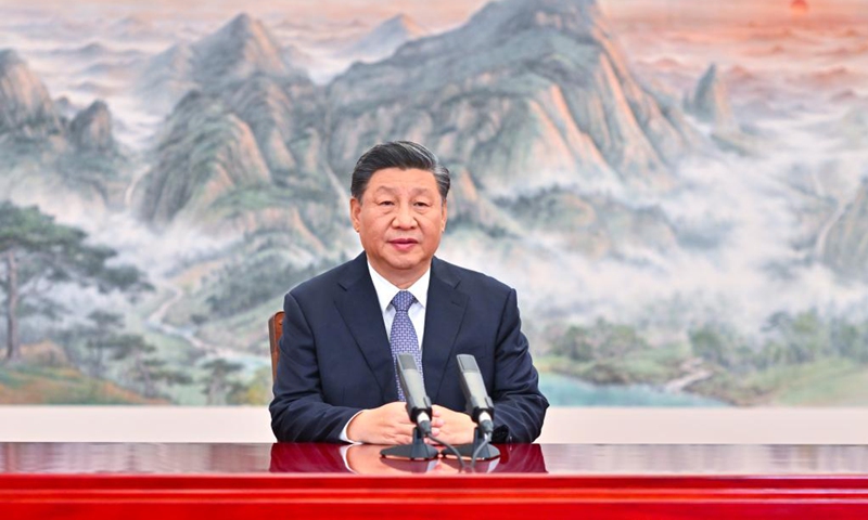 Chinese President Xi Jinping delivers a keynote speech at the Asia-Pacific Economic Cooperation (APEC) CEO Summit via prerecorded video, in Beijing, capital of China, Nov. 11, 2021.(Photo: Xinhua)