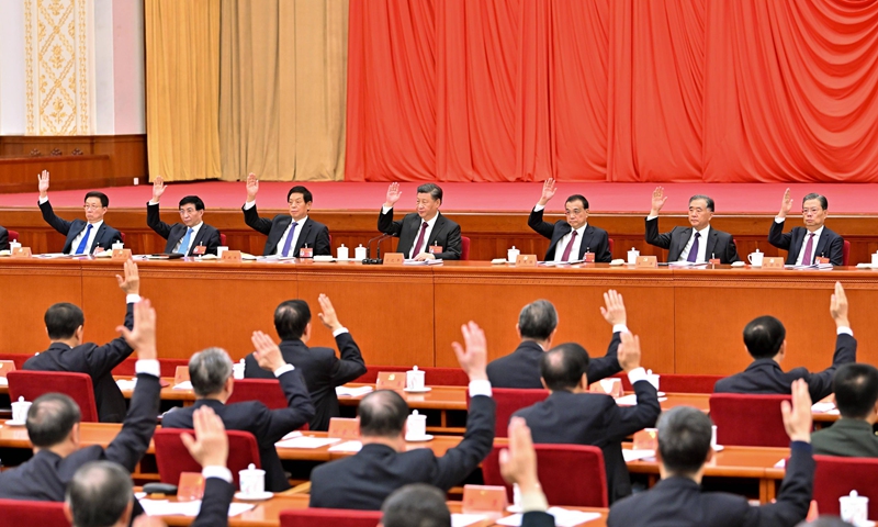 Xi Jinping, Li Keqiang, Li Zhanshu, Wang Yang, Wang Huning, Zhao Leji and Han Zheng attend the sixth plenary session of the 19th CPC Central Committee in Beijing, capital of China.Photo:Xinhua 
