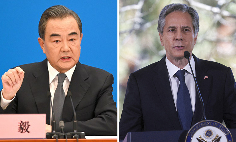 Chinese State Councilor and Foreign Minister Wang Yi (left) and US Secretary of State Blinken.

