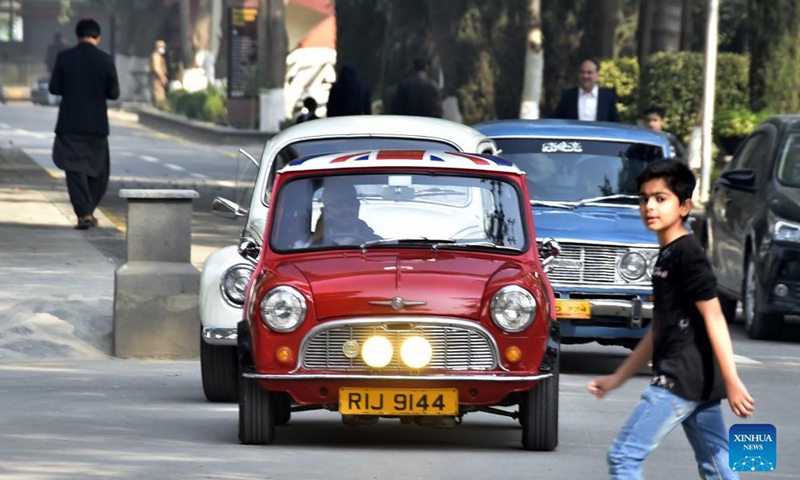 Vintage cars are seen at the 12th Vintage and Classic Car Show in Peshawar, Pakistan, on Nov. 14, 2021.Photo:Xinhua
