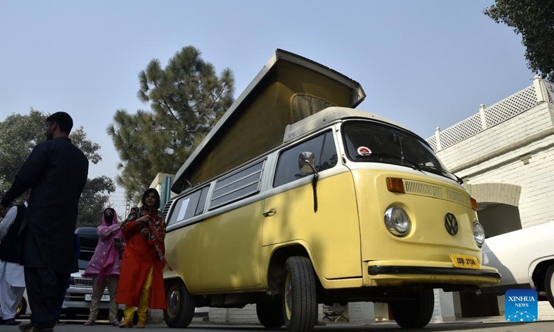 People visit the 12th Vintage and Classic Car Show in Peshawar, Pakistan, on Nov. 14, 2021.Photo:Xinhua