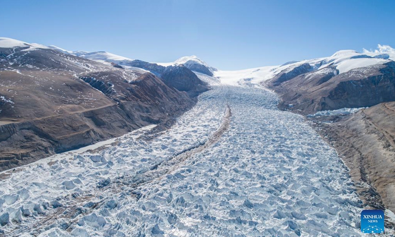 Aerial photo taken on Nov. 20, 2021 shows the Gangbug Glacier in the border area between Nagarze and Kangmar counties, southwest China's Tibet Autonomous Region.Photo:Xinhua