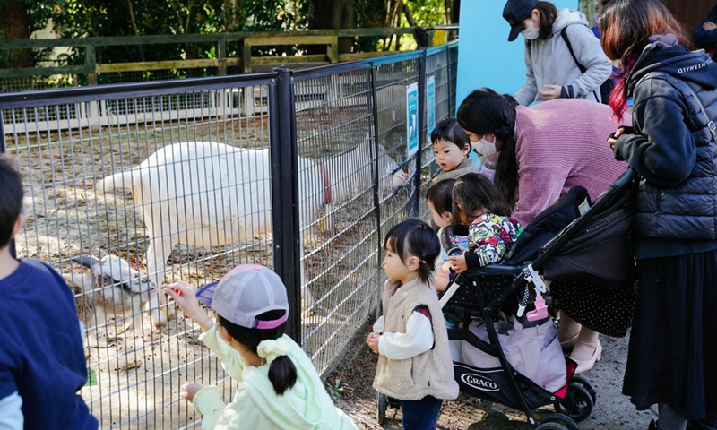 People feed animals during Japan's Labor Thanksgiving Day holiday at Chikozen Park in Saitama, Japan, Nov. 23, 2021.Photo:Xinhua
