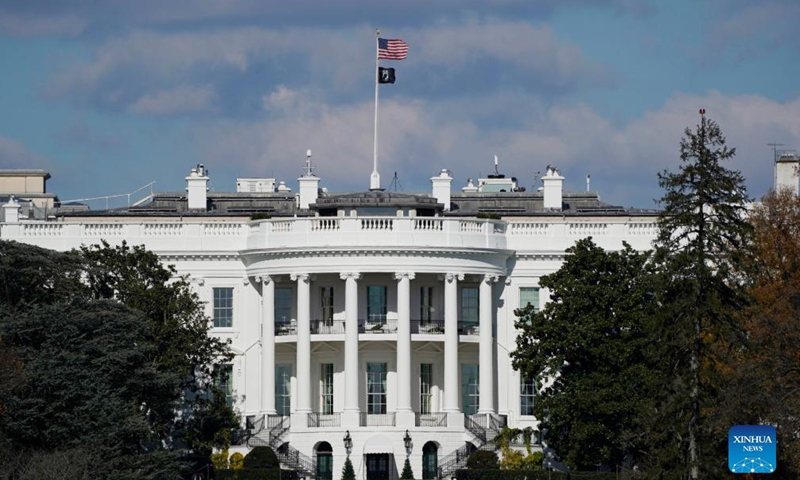Photo taken on Nov. 23, 2021 shows the White House in Washington, D.C., the United States. The U.S. Department of Energy will make available releases of 50 million barrels of oil from the Strategic Petroleum Reserve (SPR) to lower oil prices and address the mismatch between demand exiting the pandemic and supply, the White House said.Photo:Xinhua