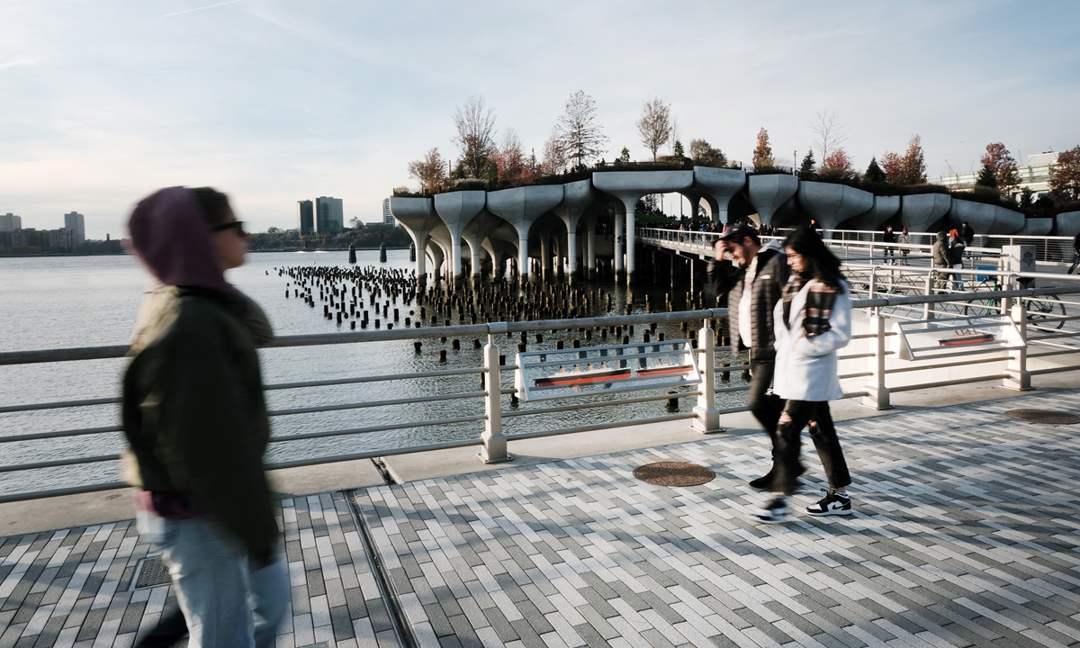 People visit the Little Island park along the Hudson River on November 20 in New York City. Photo: AFP
