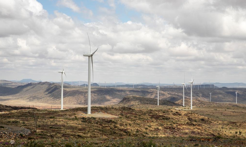 Photo taken on Nov. 22, 2021 shows wind turbines of the De Aar wind power project invested by China's Longyuan Power and its South African partners in De Aar, South Africa.Photo:Xinhua