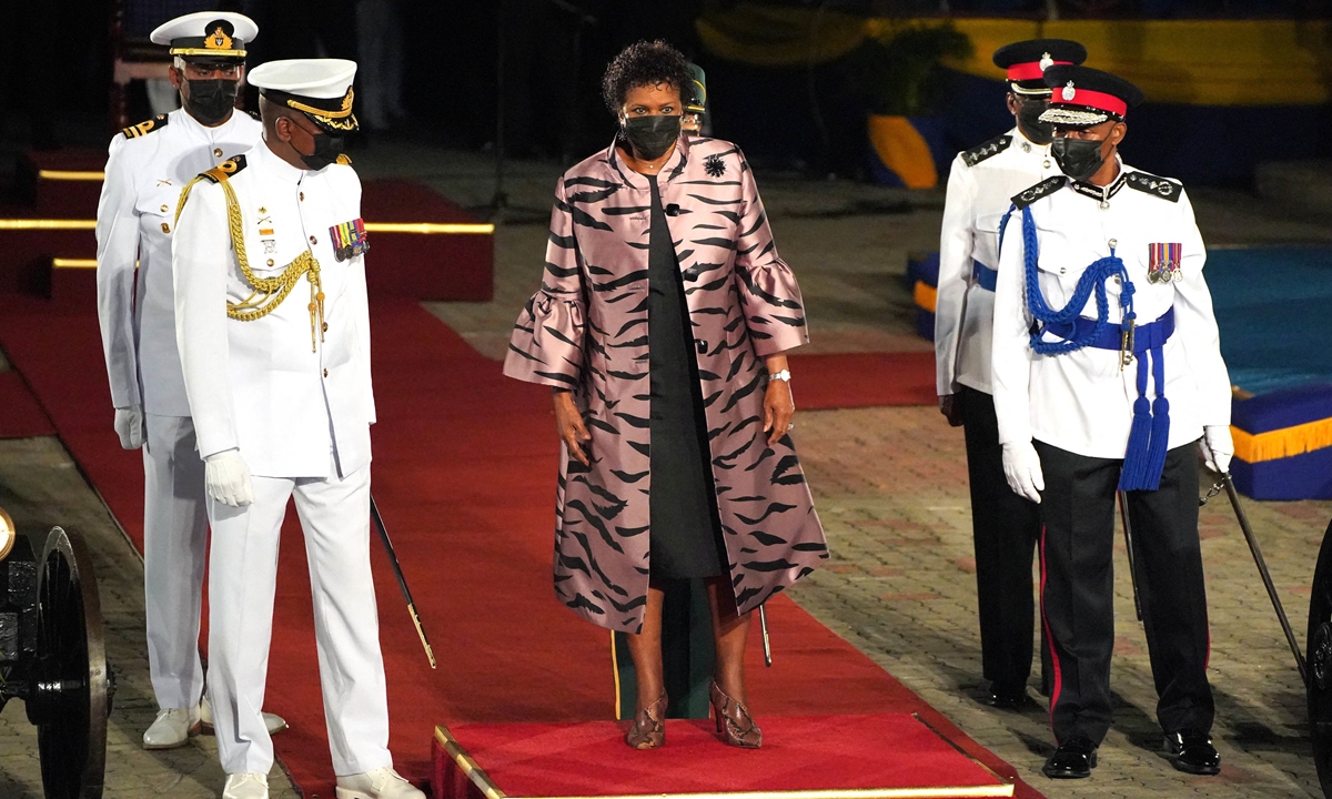 President Sandra Mason attends the Presidential Inauguration Ceremony at Heroes Square on November 30, 2021 in Bridgetown, Barbados. Photo: AFP