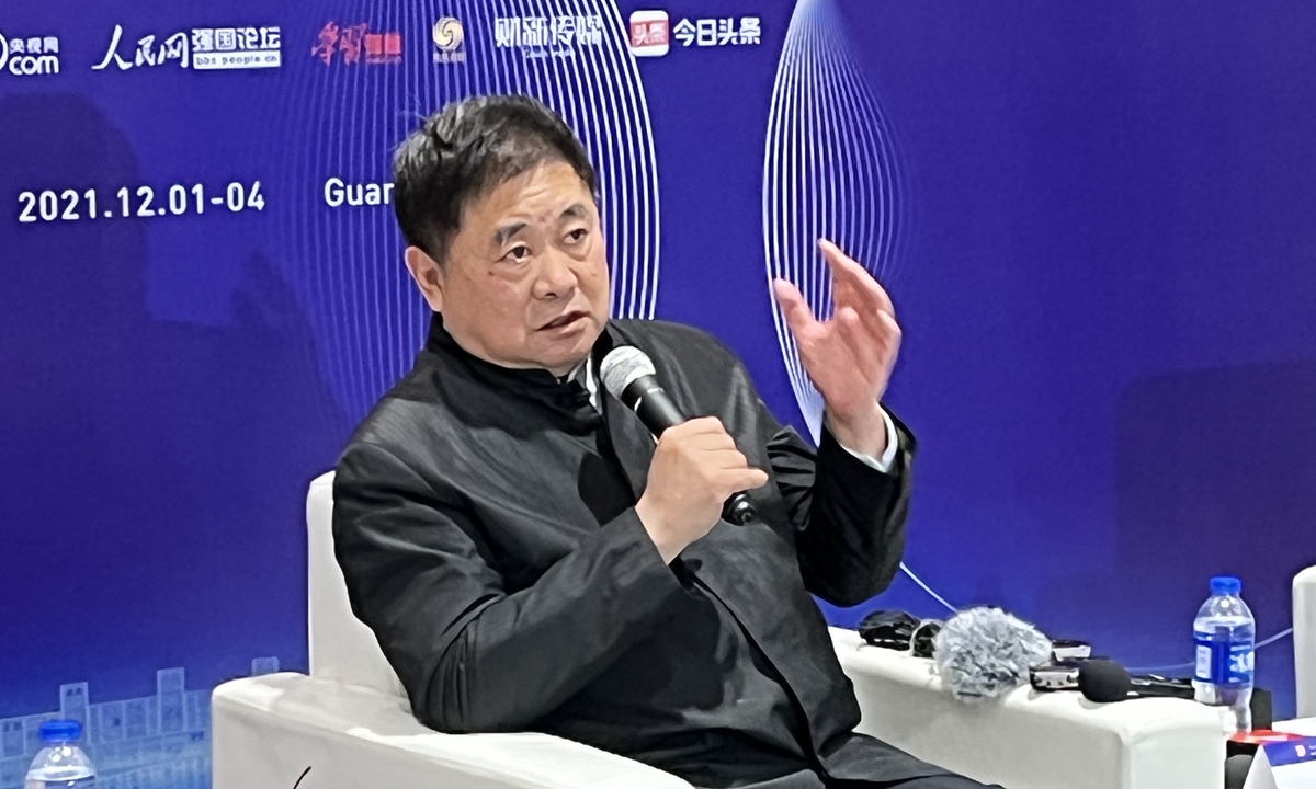 Shan Jixiang, former director of the Palace Museum -- also known as the Forbidden City -- in Beijing, takes questions from reporters at the 2021 Understanding China Conference (Guangzhou) on December 2, 2021. Photo: Cao Siqi/GT