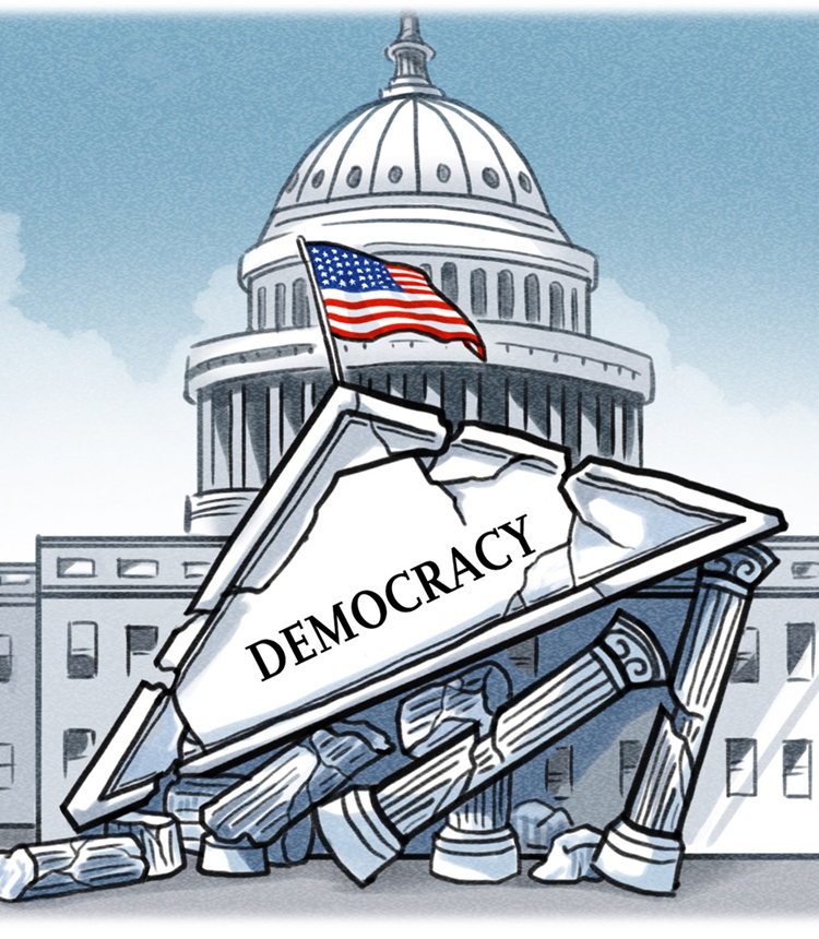Crumbling US democracy. Illustration: Liu Rui/GT