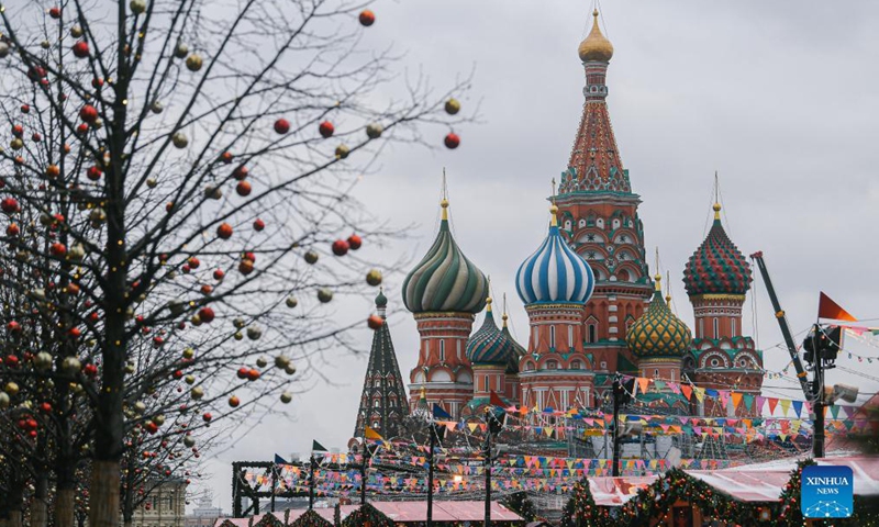 Photo taken on Dec. 3, 2021 shows Saint Basil's Cathedral in Moscow, Russia.Photo:Xinhua