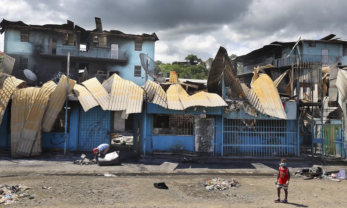 This photo shows aftermath of a looted street in Honiara's Chinatown, Solomon Islands, on November 28, 2021. Photo: VCG