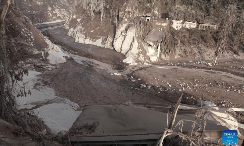 Damages are seen after Mount Semeru eruption at Sumberwuluh village in Lumajang, East Java, Indonesia, Dec. 5, 2021.Photo:Xinhua