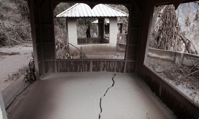 Damages are seen after Mount Semeru eruption at Sumberwuluh village in Lumajang, East Java, Indonesia, Dec. 5, 2021.Photo:Xinhua