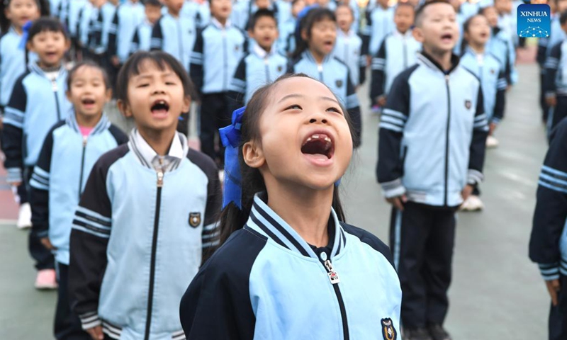Students perform at an elementary school in Nanning, capital of south China's Guangxi Zhuang Autonomous Region, Dec. 7, 2021.(Photo: Xinhua)