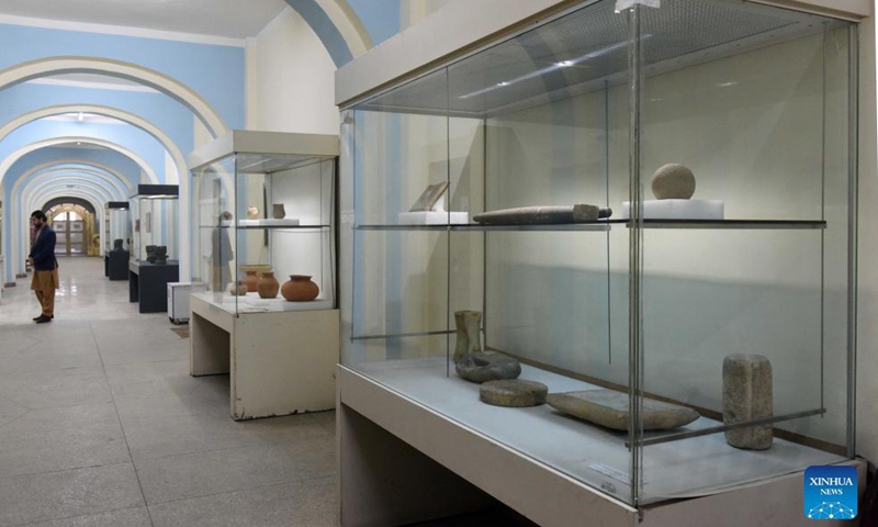 Photo taken on Dec. 1, 2021 shows artifacts at Afghanistan's national museum in Kabul, capital of Afghanistan. Afghanistan's national museum after experiencing ups and downs has finally been reopened for visitors from home and abroad to introduce the country's history and civilizations, Director of the museum Mohammad Rahim Rahimi said.Photo:Xinhua