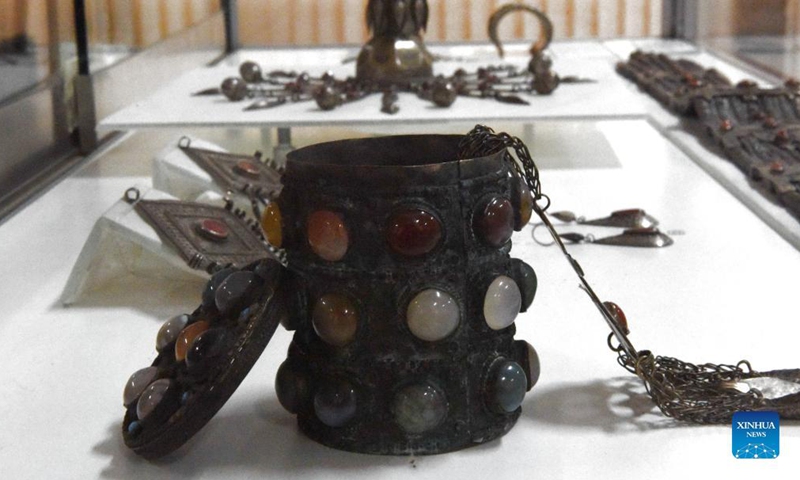 Photo taken on Dec. 1, 2021 shows artifacts at Afghanistan's national museum in Kabul, capital of Afghanistan. Afghanistan's national museum after experiencing ups and downs has finally been reopened for visitors from home and abroad to introduce the country's history and civilizations, Director of the museum Mohammad Rahim Rahimi said.Photo:Xinhua