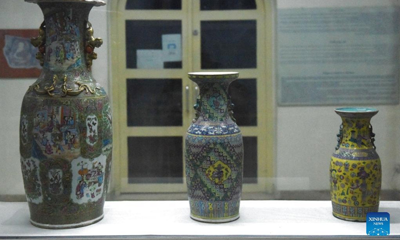Photo taken on Dec. 1, 2021 shows artifacts at Afghanistan's national museum in Kabul, capital of Afghanistan. Afghanistan's national museum after experiencing ups and downs has finally been reopened for visitors from home and abroad to introduce the country's history and civilizations, Director of the museum Mohammad Rahim Rahimi said.Photo:Xinhua