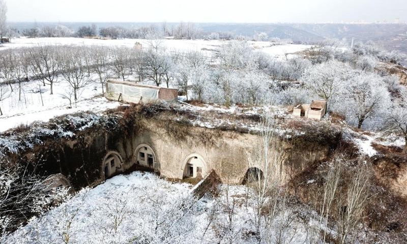 Aerial photo taken on Dec. 11, 2021 shows a view of Heshui County, northwest China's Gansu Province.Photo:Xinhua