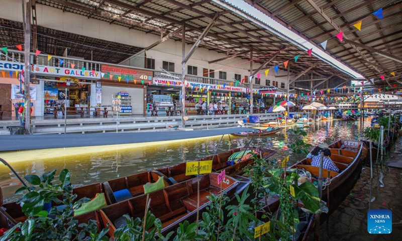 Photo taken on Dec. 11, 2021 shows the Damnoen Saduak Floating Market in Ratchaburi, Thailand.Photo:Xinhua