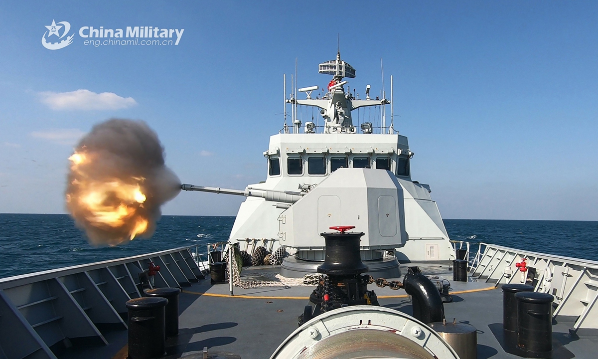 The guided-missile frigate Wuzhou (Hull 626) attached to a frigate flotilla with the navy under the PLA Southern Theater Command fires its main gun during a maritime training operation in early December, 2021.Photo:China Military