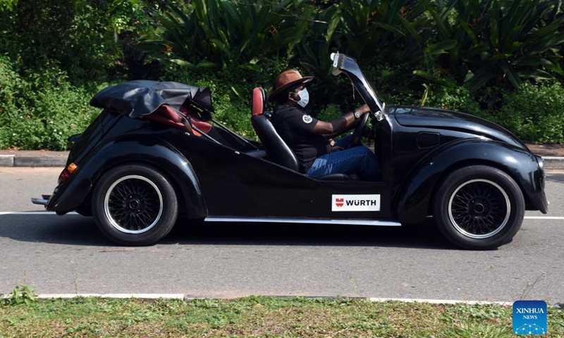 A vintage car is seen at the classic car rally in Colombo, Sri lanka on Dec. 19, 2021.Photo:Xinhua