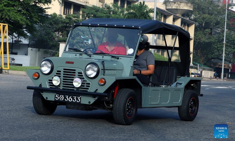 A vintage car is seen at the classic car rally in Colombo, Sri lanka on Dec. 19, 2021.Photo:Xinhua