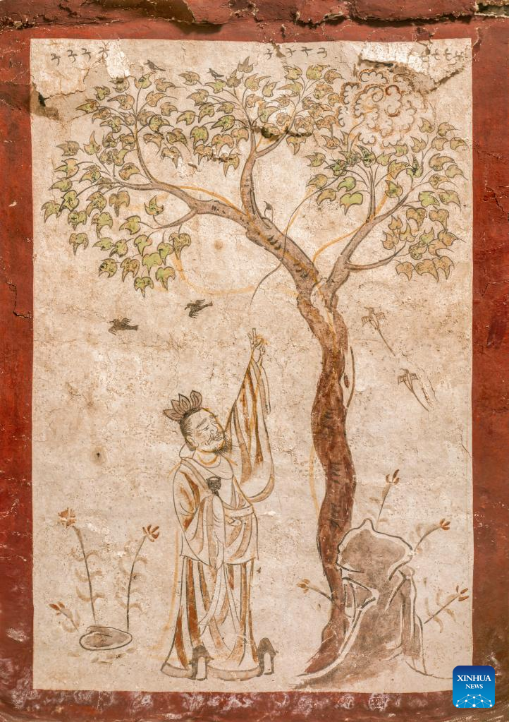 Undated file photo provided by Taiyuan Institute of Cultural Relics Protection shows a part of restored murals of an ancient tomb dating back to the Tang Dynasty (618-907) in Taiyuan, north China's Shanxi Province. Photo: Xinhua