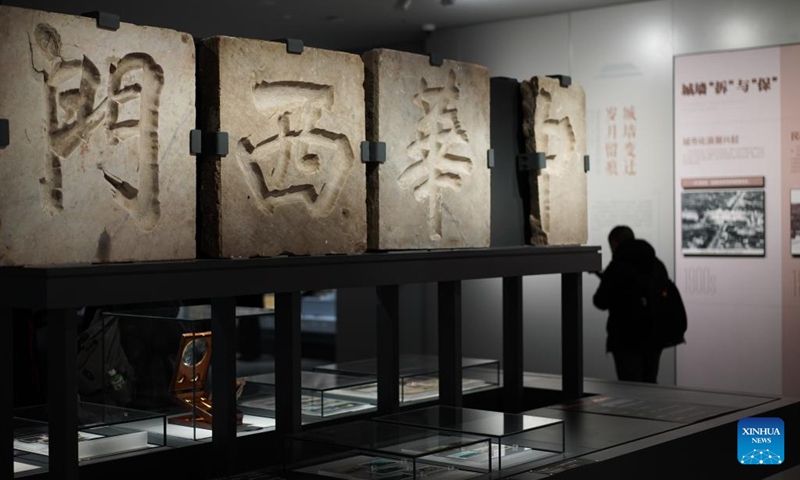 Photo taken on Dec. 28, 2021 shows the inside view of the exhibition hall of the city wall museum of Nanjing in Nanjing, capital of east China's Jiangsu Province. The Nanjing city wall museum opened for trial service here Tuesday. It will showcase the historic and cultural value of the Nanjing city wall from various aspects.(Photo: Xinhua)