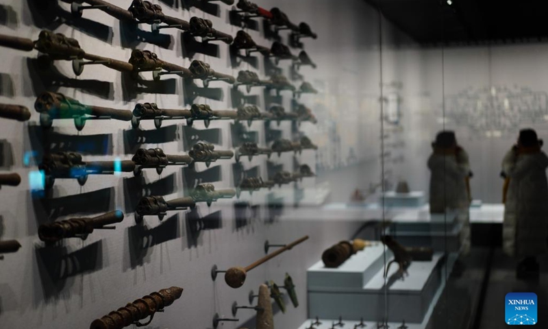 People visit the city wall museum of Nanjing in Nanjing, capital of east China's Jiangsu Province, Dec. 28, 2021. The Nanjing city wall museum opened for trial service here Tuesday. It will showcase the historic and cultural value of the Nanjing city wall from various aspects.(Photo: Xinhua)