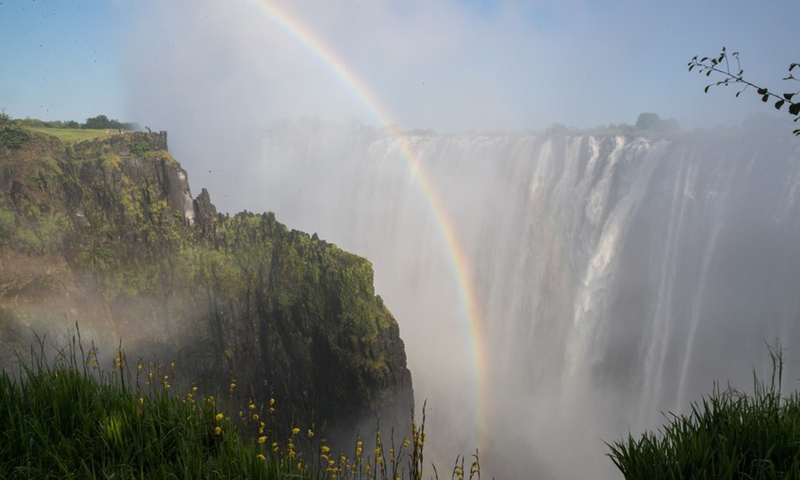 The file photo taken on Feb. 25, 2019 shows a view of Victoria Falls on the border of Zimbabwe and Zambia.(Photo: Xinhua)