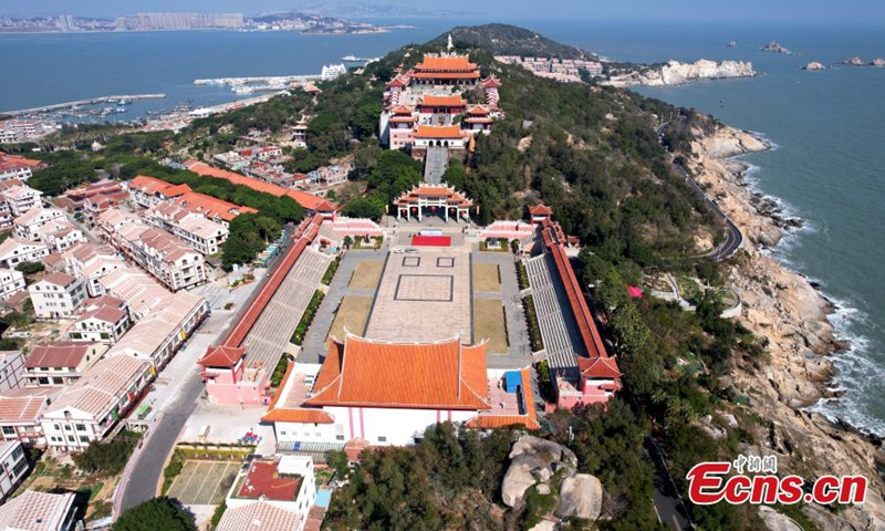 Aerial photo of the Mazu Ancestral Temple complex on the Meizhou Island, Putian, east China's Fujian Province, Jan. 3, 2022. (Photo: China News Service/Wang Dongming)