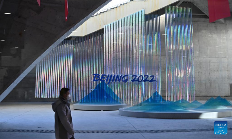 Photo taken on Jan. 10, 2022 shows the interior view of the Main Media Center for the 2022 Olympic and Paralympic Winter Games in Beijing, capital of China. (Xinhua/He Changshan)