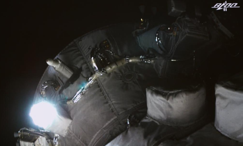 Screen image taken at Beijing Aerospace Control Center on Jan. 8, 2022 shows the process of the manual rendezvous and docking experiment of China's space station with the Tianzhou-2 cargo craft.Photo:Xinhua