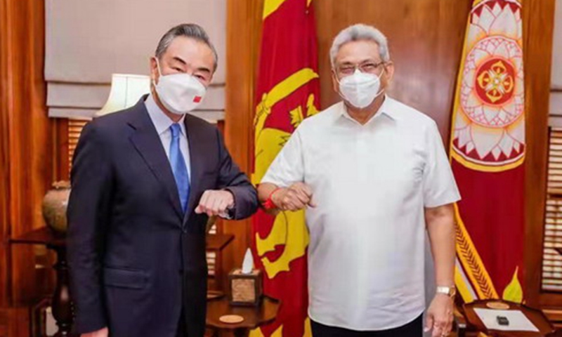 Sri Lankan President Gotabaya Rajapaksa meets with State Councilor and Foreign Minister Wang Yi on January 9, 2022. Photo:fmprc.gov.cn