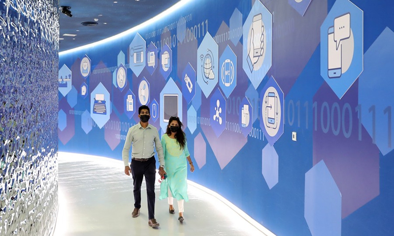 Tourists visit the China Pavilion of Expo 2020 Dubai in Dubai, the United Arab Emirates, on Jan. 10, 2022.(Photo: Xinhua)