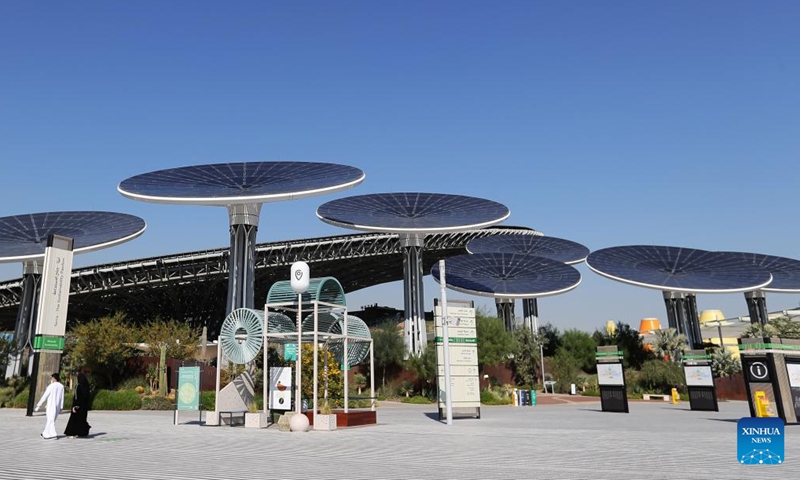 Photo taken on Jan. 11, 2022 shows the energy trees at the Expo 2020 Dubai in Dubai, the United Arab Emirates.(Photo: Xinhua)